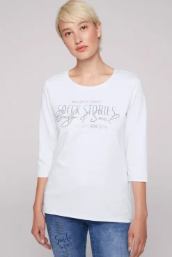 CAMP DAVID & SOCCX Shirt mit Wording Print und Schmucksteinen opticwhite Online