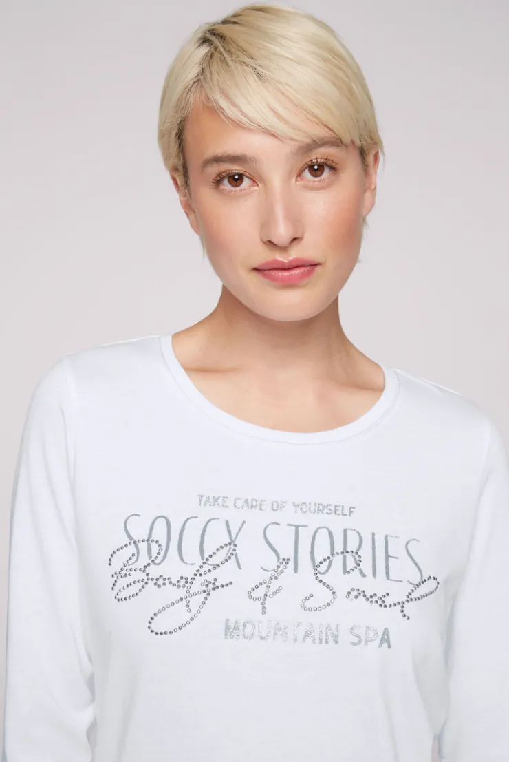 CAMP DAVID & SOCCX Shirt mit Wording Print und Schmucksteinen opticwhite Online
