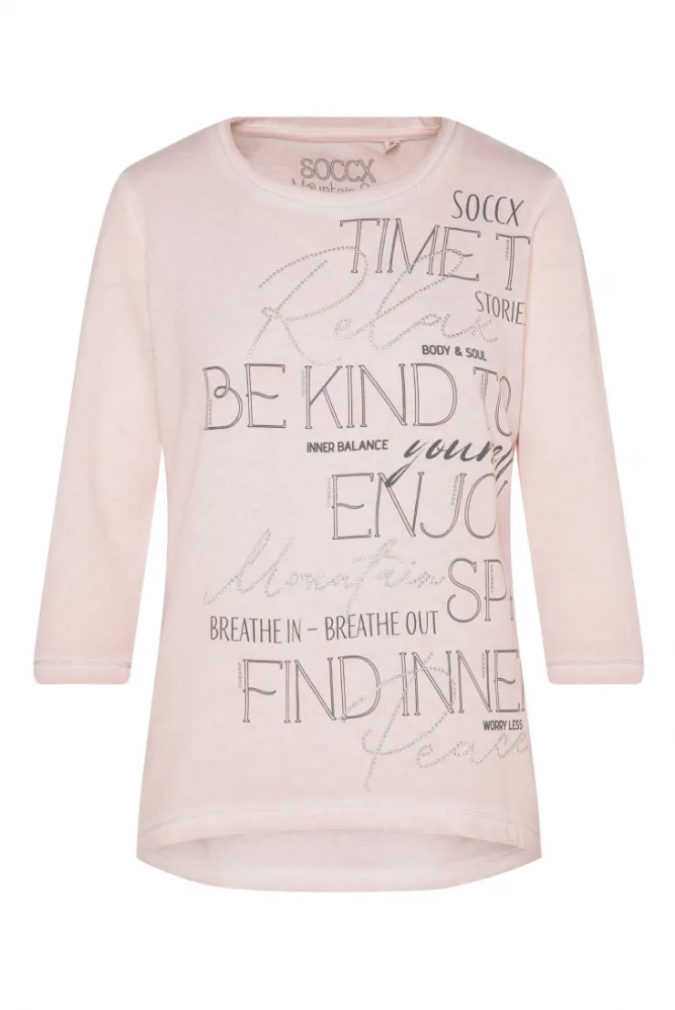 CAMP DAVID & SOCCX Shirt mit Wording Print und Schmucksteinen rose blush roseblush Outlet