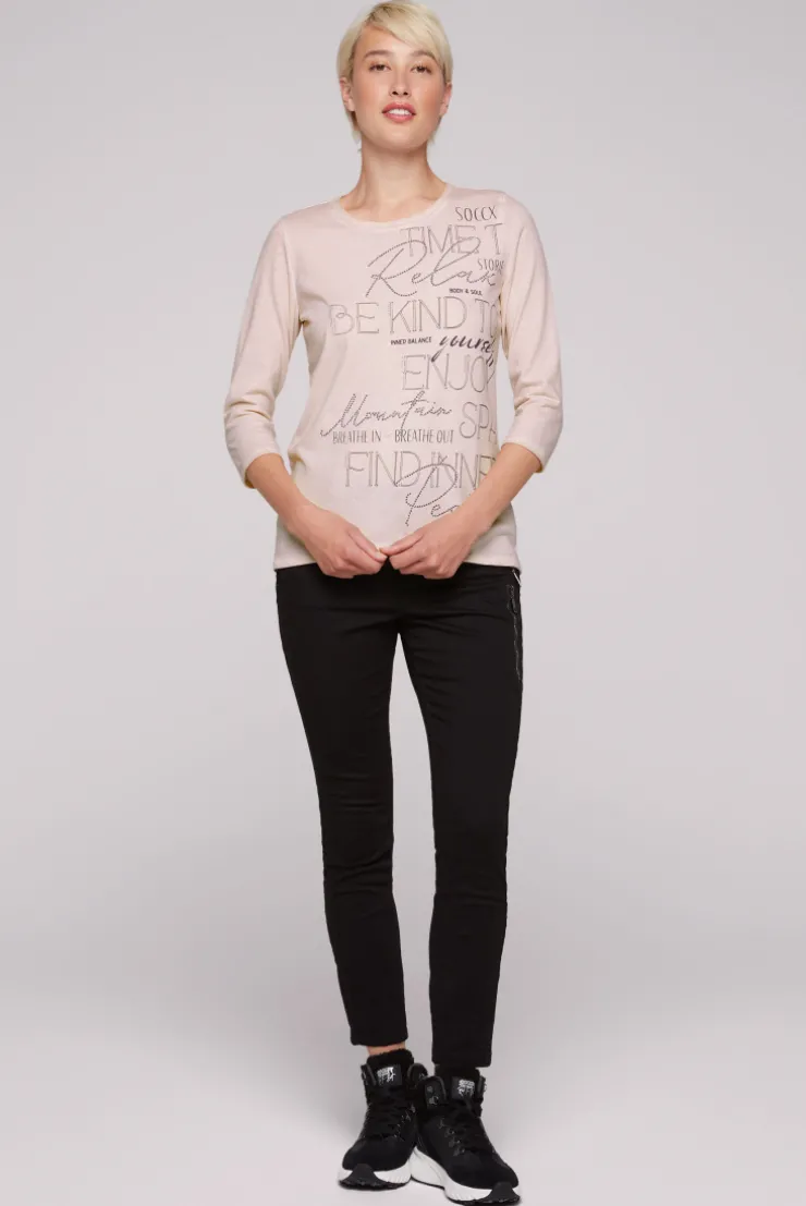 CAMP DAVID & SOCCX Shirt mit Wording Print und Schmucksteinen rose blush roseblush Outlet