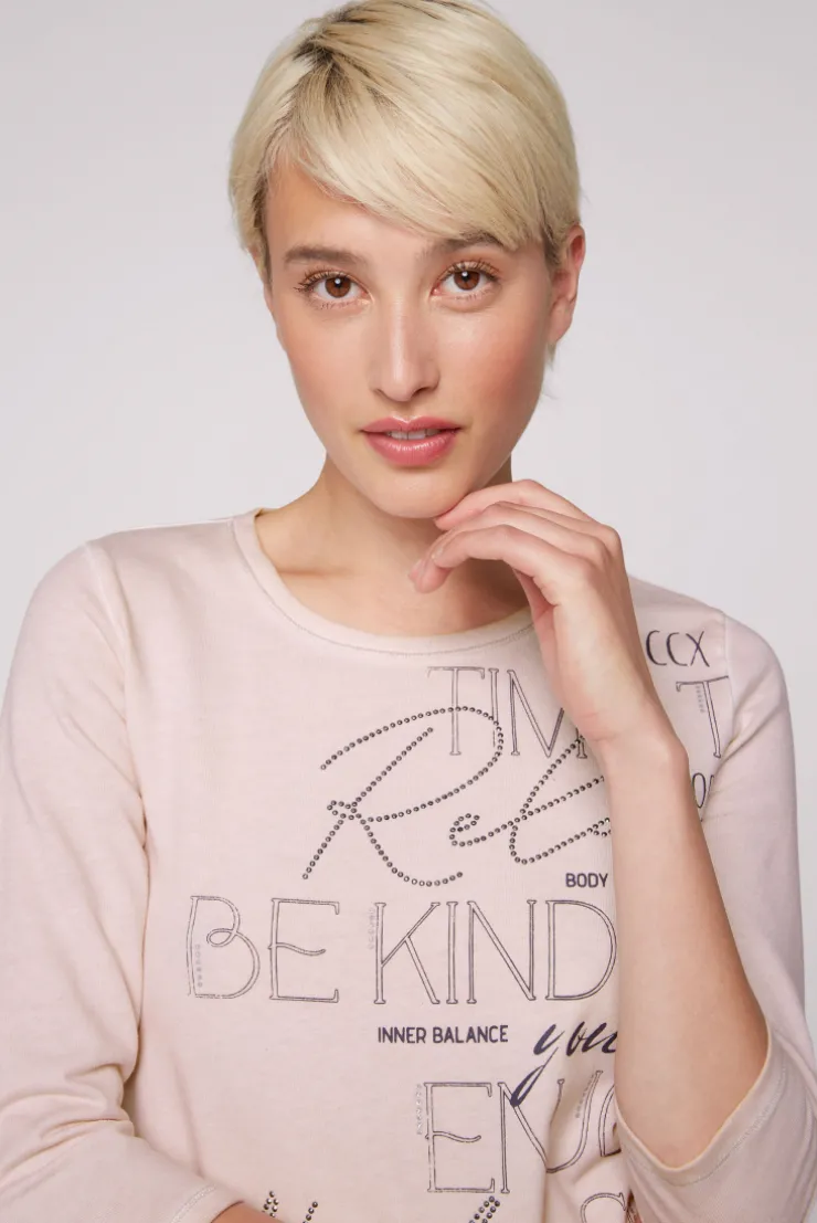 CAMP DAVID & SOCCX Shirt mit Wording Print und Schmucksteinen rose blush roseblush Outlet