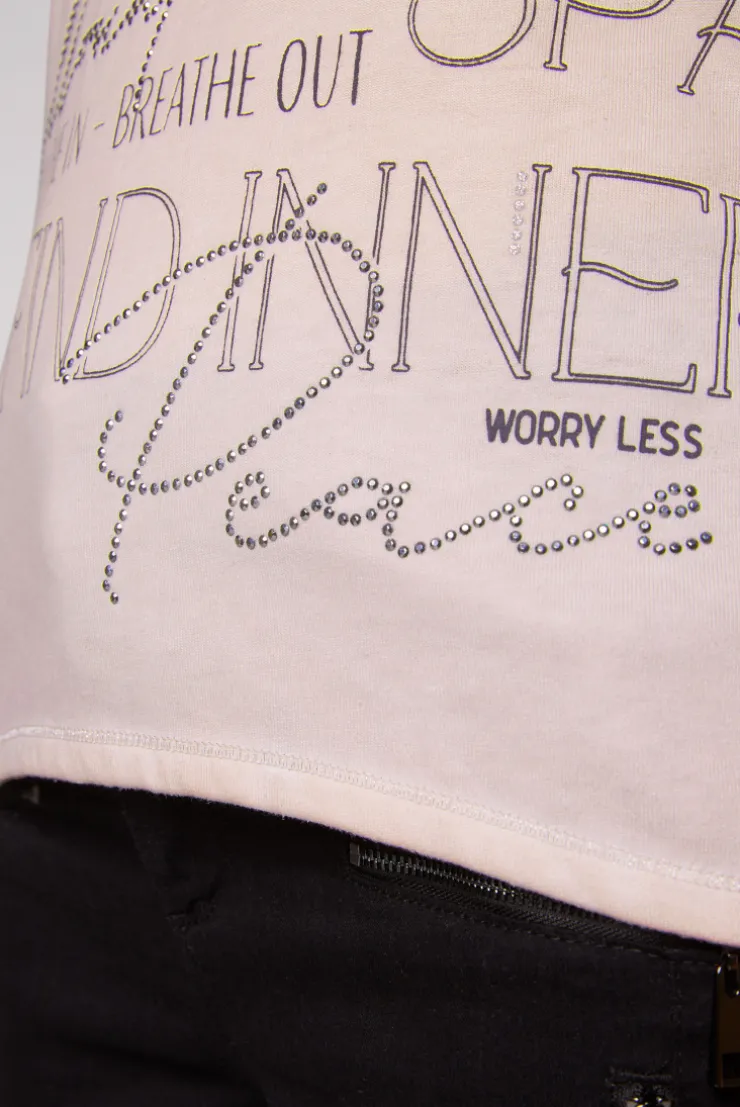 CAMP DAVID & SOCCX Shirt mit Wording Print und Schmucksteinen rose blush roseblush Outlet