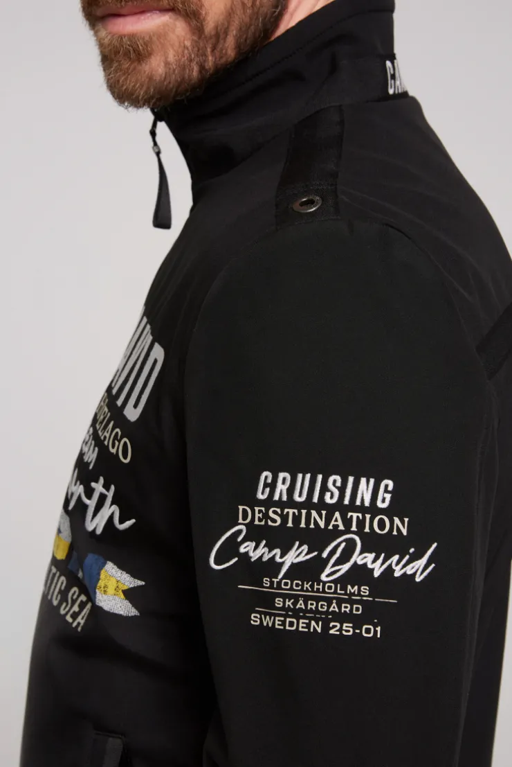 CAMP DAVID & SOCCX Softshelljacke im Blouson-Stil mit Artworks black Best Sale