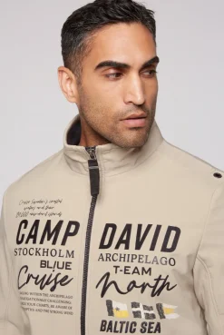 CAMP DAVID & SOCCX Softshelljacke im Blouson-Stil mit Artworks neutral beige neutralbeige Discount