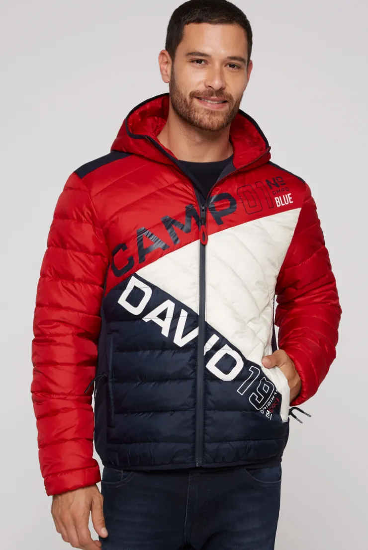 CAMP DAVID & SOCCX Steppjacke mit Colour-Blocking und Rücken-Print flight red flightred Sale
