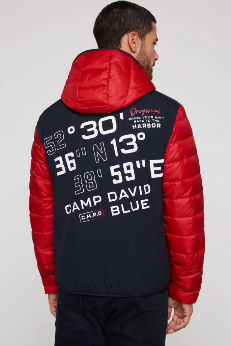 CAMP DAVID & SOCCX Steppjacke mit Colour-Blocking und Rücken-Print flight red flightred Sale