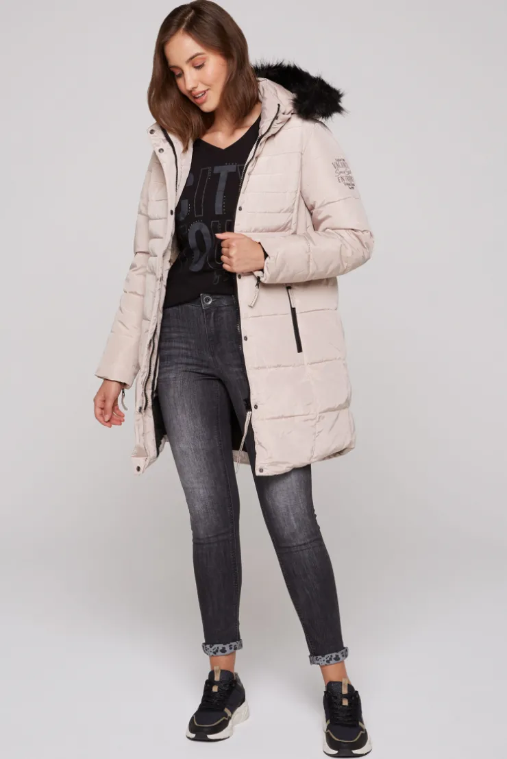CAMP DAVID & SOCCX Stepp-Parka mit abtrennbarer Kapuze und Kunstfell light beige lightbeige Fashion