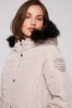 CAMP DAVID & SOCCX Stepp-Parka mit abtrennbarer Kapuze und Kunstfell light beige lightbeige Fashion