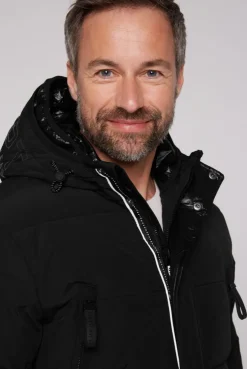 CAMP DAVID & SOCCX Stepp-Parka mit Kapuzen-Layering black Shop