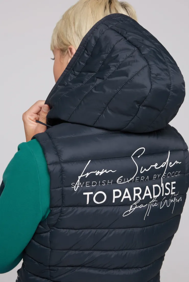 CAMP DAVID & SOCCX Steppweste mit abknöpfbarer Kapuze blue navy bluenavy Outlet