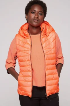 CAMP DAVID & SOCCX Steppweste mit abknöpfbarer Kapuze neon orange neonorange Outlet