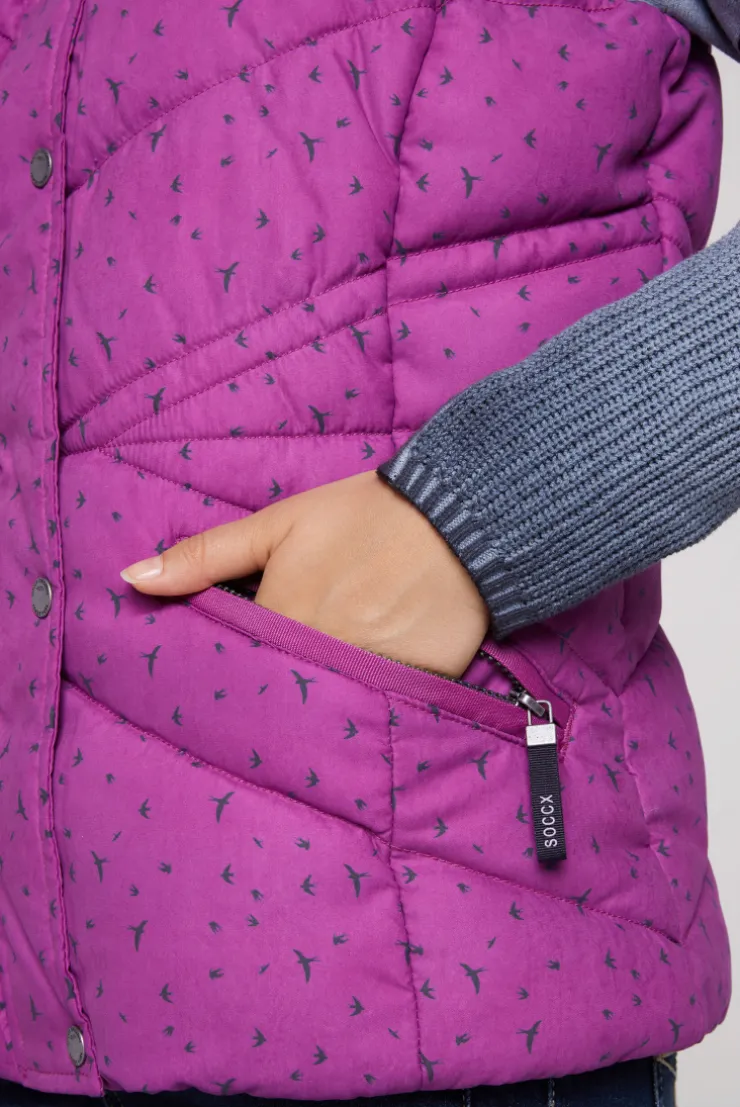 CAMP DAVID & SOCCX Steppweste mit filigranem All Over Print iced berry icedberry Best Sale