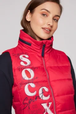 CAMP DAVID & SOCCX Steppweste mit Kapuze im Stehkragen clear red clearred Hot