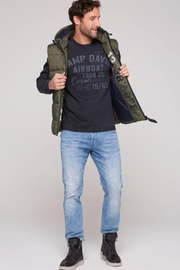 CAMP DAVID & SOCCX Steppweste mit Kapuze und Rücken-Print medium khaki mediumkhaki Outlet
