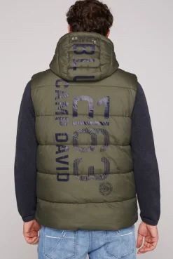 CAMP DAVID & SOCCX Steppweste mit Kapuze und Rücken-Print medium khaki mediumkhaki Outlet