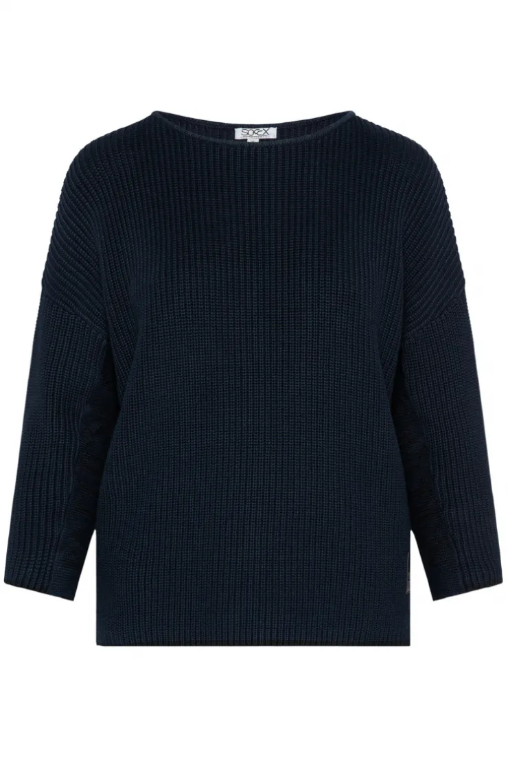 CAMP DAVID & SOCCX Stone Washed Pullover mit Intarsia-Design blue navy bluenavy Store