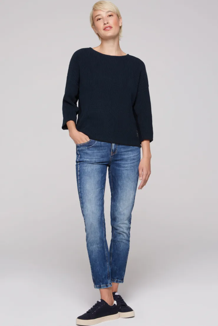 CAMP DAVID & SOCCX Stone Washed Pullover mit Intarsia-Design blue navy bluenavy Store