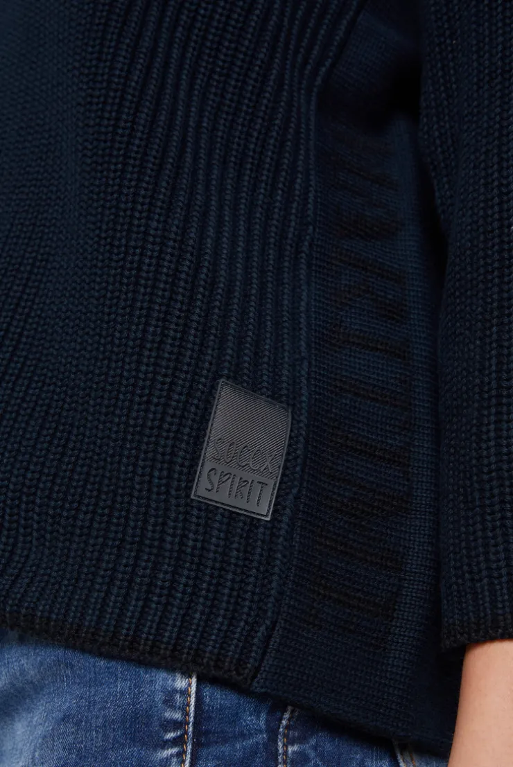 CAMP DAVID & SOCCX Stone Washed Pullover mit Intarsia-Design blue navy bluenavy Store
