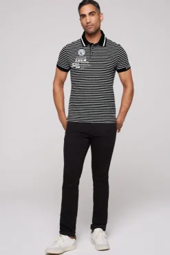 CAMP DAVID & SOCCX Streifen-Polo mit Logo Details black Store