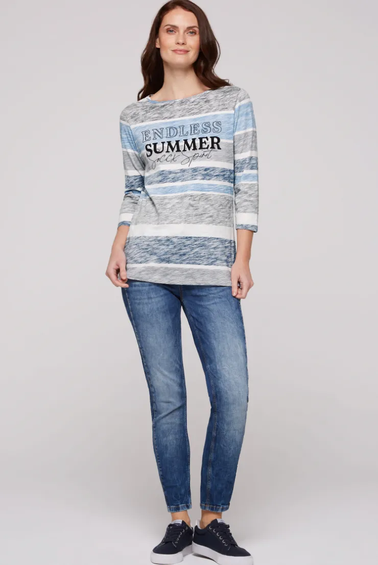 CAMP DAVID & SOCCX Streifenshirt mit U-Boot-Ausschnitt airy blue airyblue Outlet