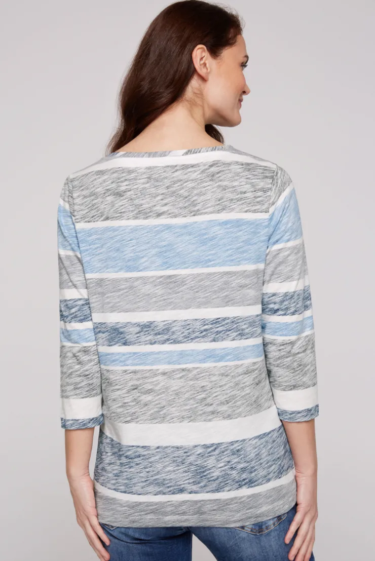 CAMP DAVID & SOCCX Streifenshirt mit U-Boot-Ausschnitt airy blue airyblue Outlet
