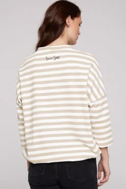 CAMP DAVID & SOCCX Streifensweater mit 3/4-Ärmeln und Artwork ivory Hot