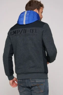 CAMP DAVID & SOCCX Strickfleecejacke mit abtrennbaren Kapuzen-Einsatz blue navy melange bluenavymelange Cheap
