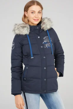 CAMP DAVID & SOCCX Strukturierte Jacke mit Artwork und Fake Fur nautic navy nauticnavy New