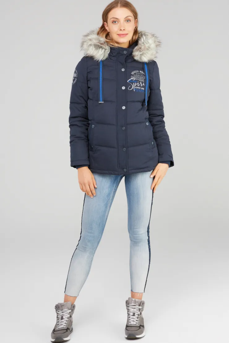 CAMP DAVID & SOCCX Strukturierte Jacke mit Artwork und Fake Fur nautic navy nauticnavy New
