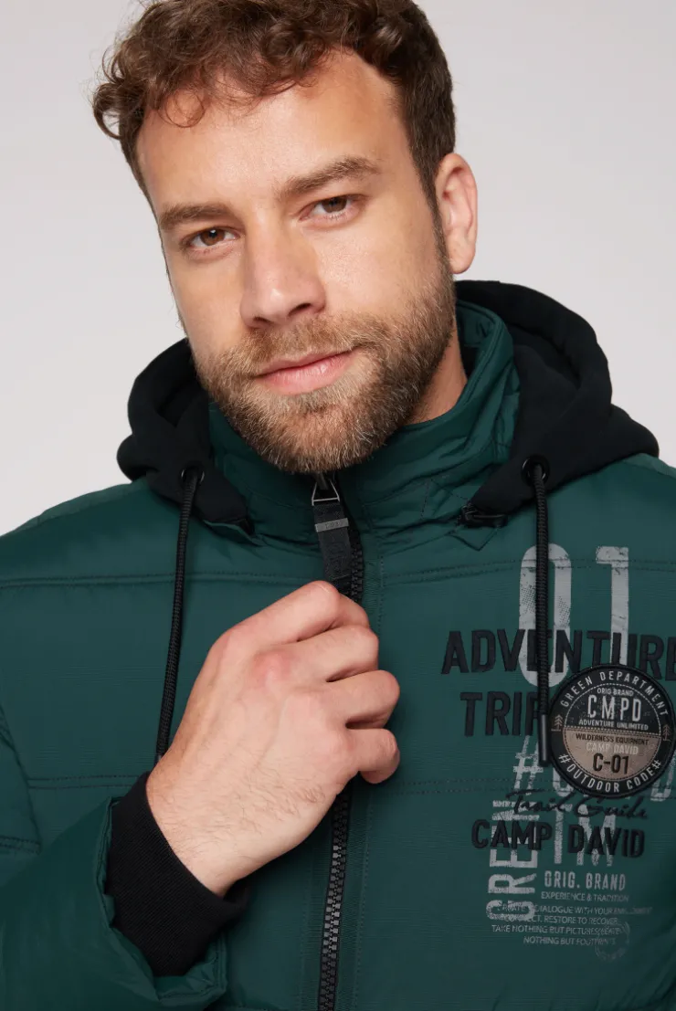 CAMP DAVID & SOCCX Strukturierte Steppjacke mit abtrennbarer Sweatkapuze deep green deepgreen Best