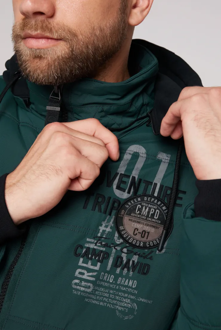 CAMP DAVID & SOCCX Strukturierte Steppjacke mit abtrennbarer Sweatkapuze deep green deepgreen Best