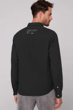 CAMP DAVID & SOCCX Strukturiertes Langarmhemd mit Logo Artworks black Cheap