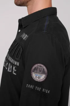 CAMP DAVID & SOCCX Strukturiertes Langarmhemd mit Logo Artworks black Cheap