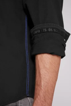 CAMP DAVID & SOCCX Strukturiertes Langarmhemd mit Logo Artworks black Cheap