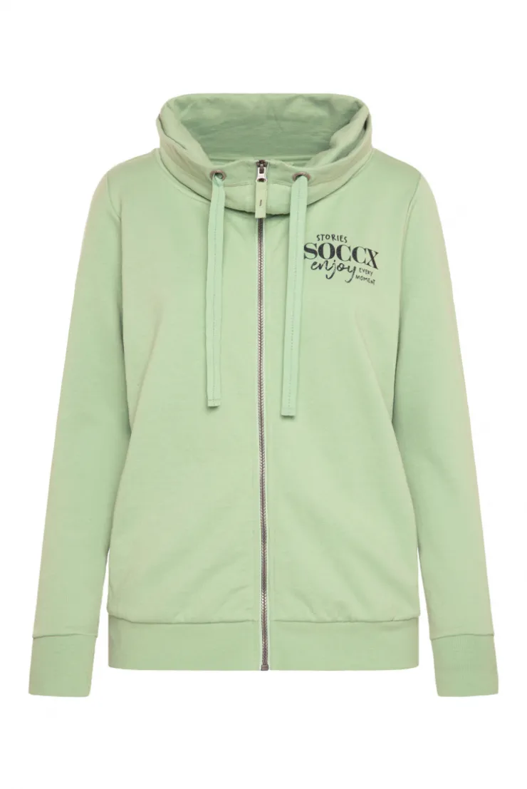 CAMP DAVID & SOCCX Sweatjacke mit hohem Kragen und Rücken-Print light green lightgreen Clearance