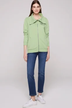 CAMP DAVID & SOCCX Sweatjacke mit hohem Kragen und Rücken-Print light green lightgreen Clearance
