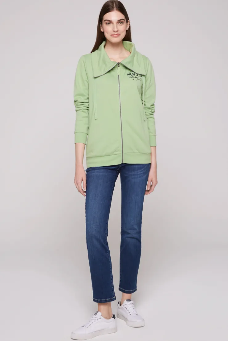 CAMP DAVID & SOCCX Sweatjacke mit hohem Kragen und Rücken-Print light green lightgreen Clearance