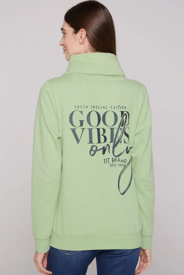 CAMP DAVID & SOCCX Sweatjacke mit hohem Kragen und Rücken-Print light green lightgreen Clearance