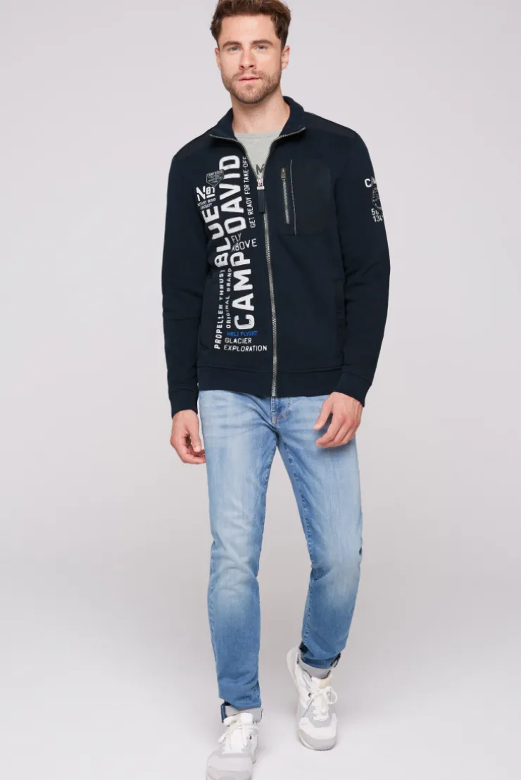 CAMP DAVID & SOCCX Sweatjacke mit tonigen Ripstop-Details blue navy bluenavy Online