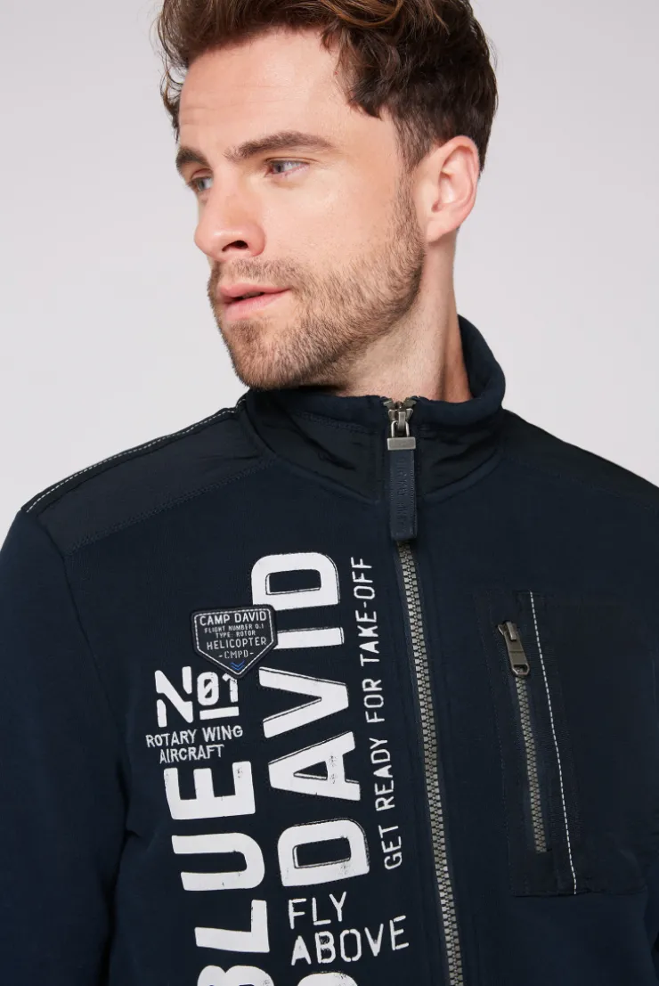 CAMP DAVID & SOCCX Sweatjacke mit tonigen Ripstop-Details blue navy bluenavy Online