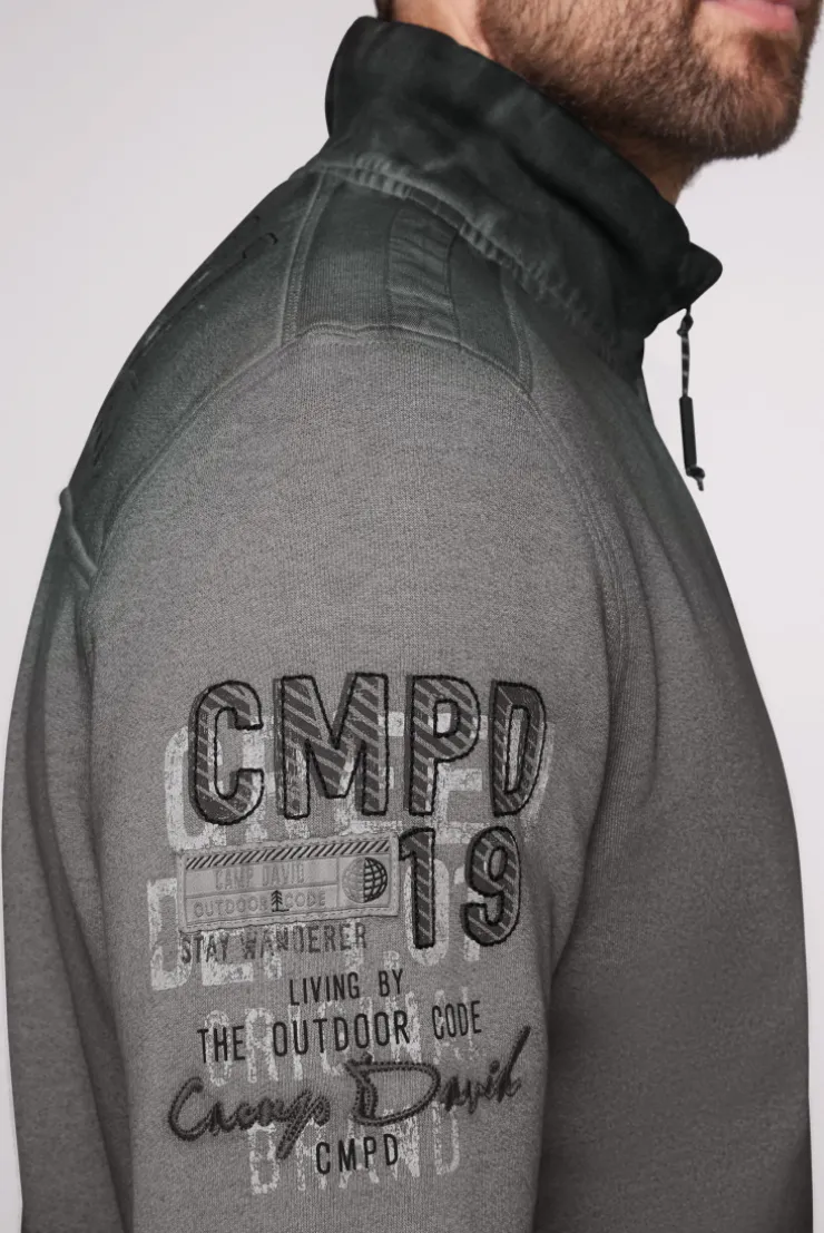 CAMP DAVID & SOCCX Sweatjacke Oil Dyed mit Logo Artworks granite Cheap