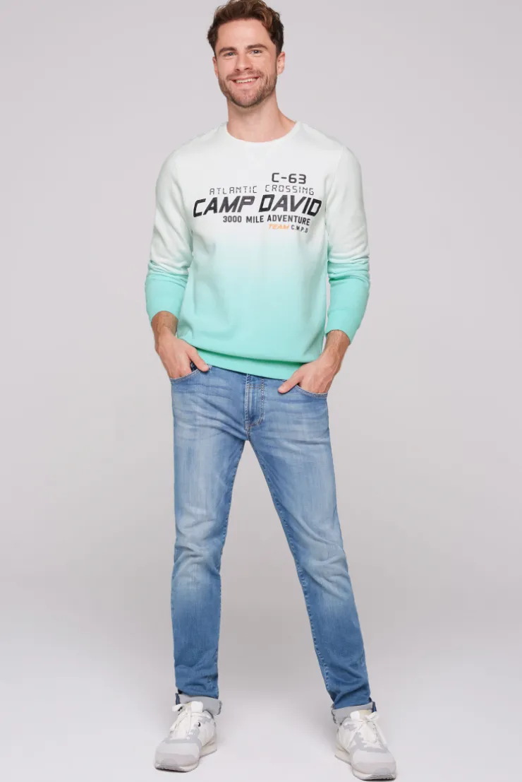 CAMP DAVID & SOCCX Sweatshirt Dip Dye mit Puff-Print ivory Cheap