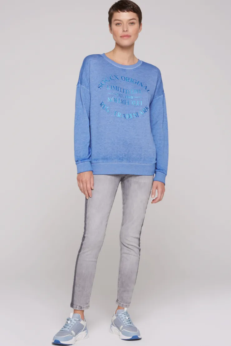 CAMP DAVID & SOCCX Sweatshirt mit Ausbrenner-Effekten und Print vividblue Shop