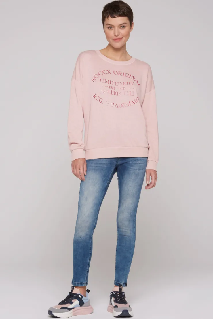 CAMP DAVID & SOCCX Sweatshirt mit Ausbrenner-Effekten und Print rose blush roseblush Fashion