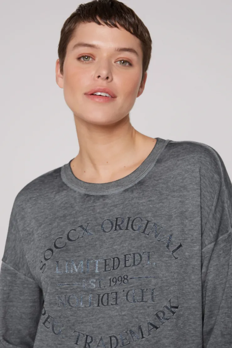 CAMP DAVID & SOCCX Sweatshirt mit Ausbrenner-Effekten und Print blue navy bluenavy New