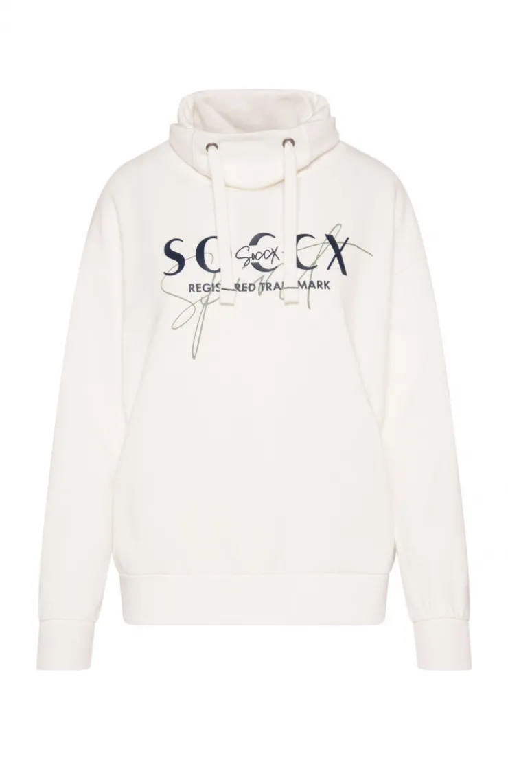 CAMP DAVID & SOCCX Sweatshirt mit hohem Kragen und Logo Print ivory Flash Sale
