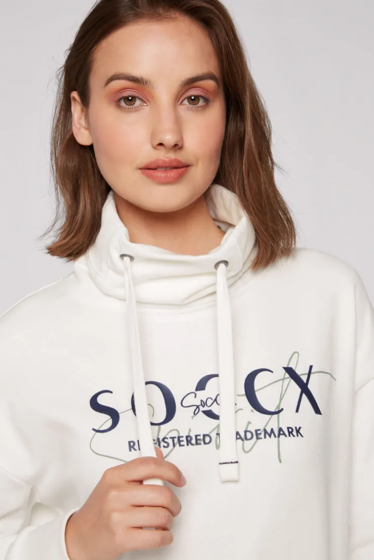 CAMP DAVID & SOCCX Sweatshirt mit hohem Kragen und Logo Print ivory Flash Sale