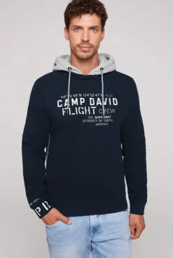 CAMP DAVID & SOCCX Sweatshirt mit Kontrastkapuze und Logo-Stickereien blue navy bluenavy Online