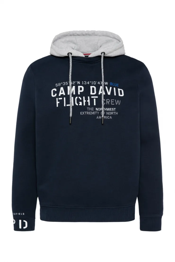 CAMP DAVID & SOCCX Sweatshirt mit Kontrastkapuze und Logo-Stickereien blue navy bluenavy Online