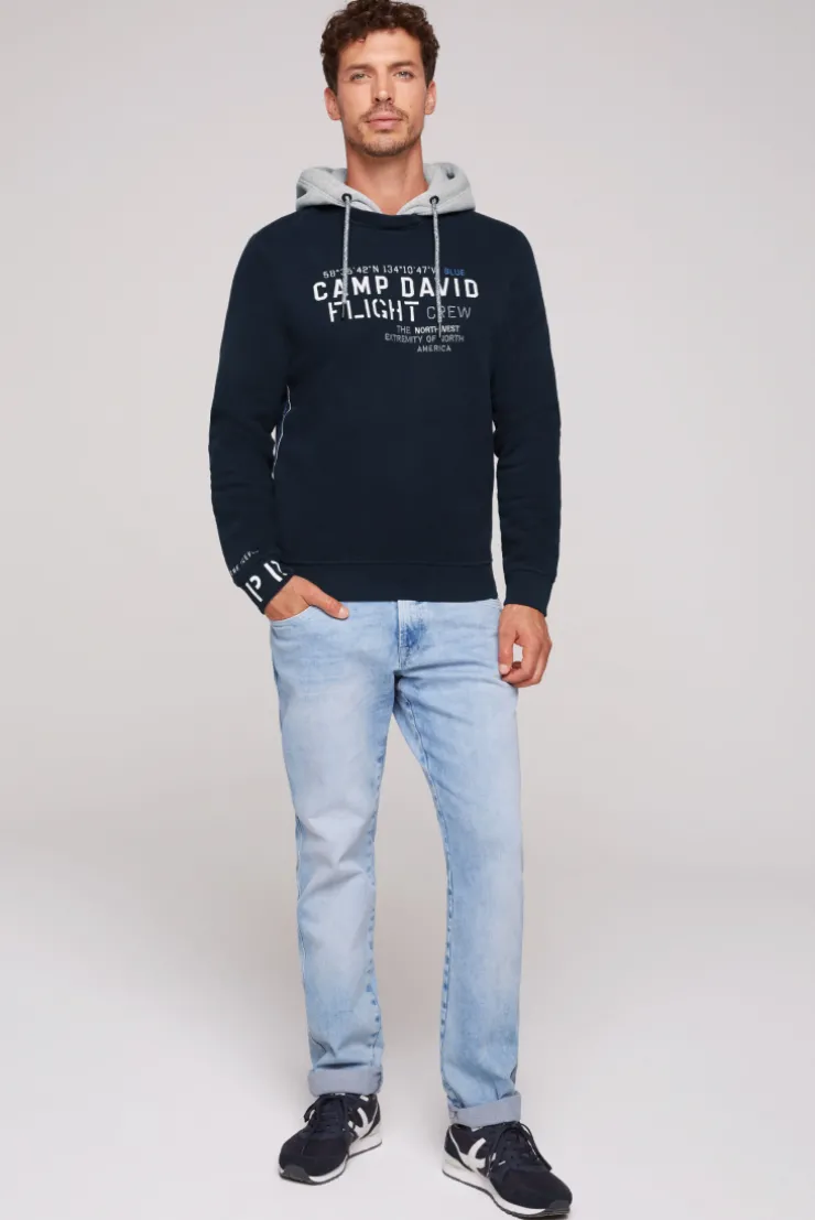 CAMP DAVID & SOCCX Sweatshirt mit Kontrastkapuze und Logo-Stickereien blue navy bluenavy Online